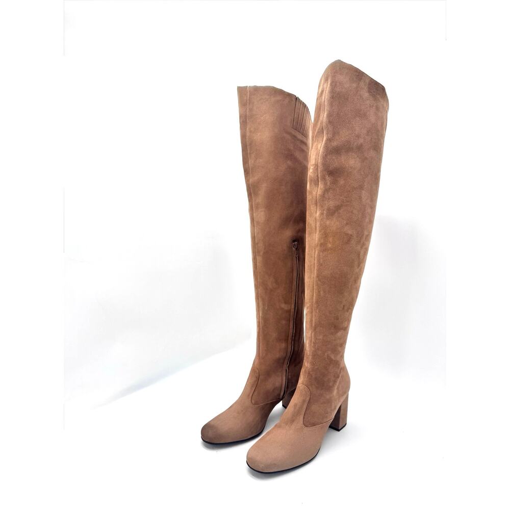 Saint Laurent BB Tan Suede Over the Knee Boots Italian Luxury EU 40